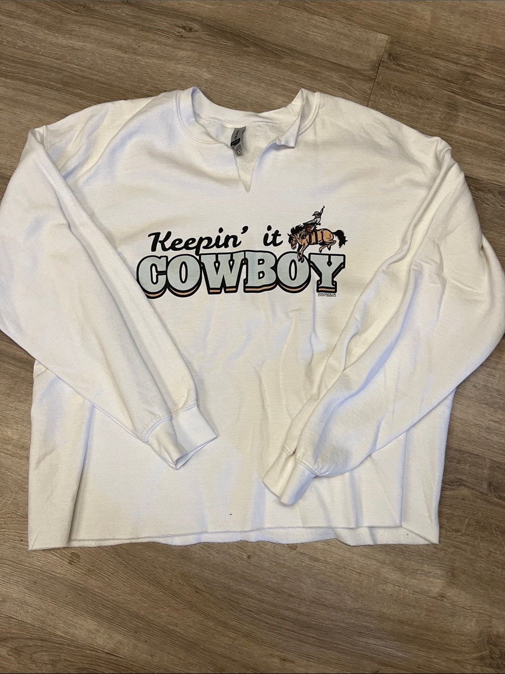 Keepin' it Cowboy White Graphic Sweatshirt